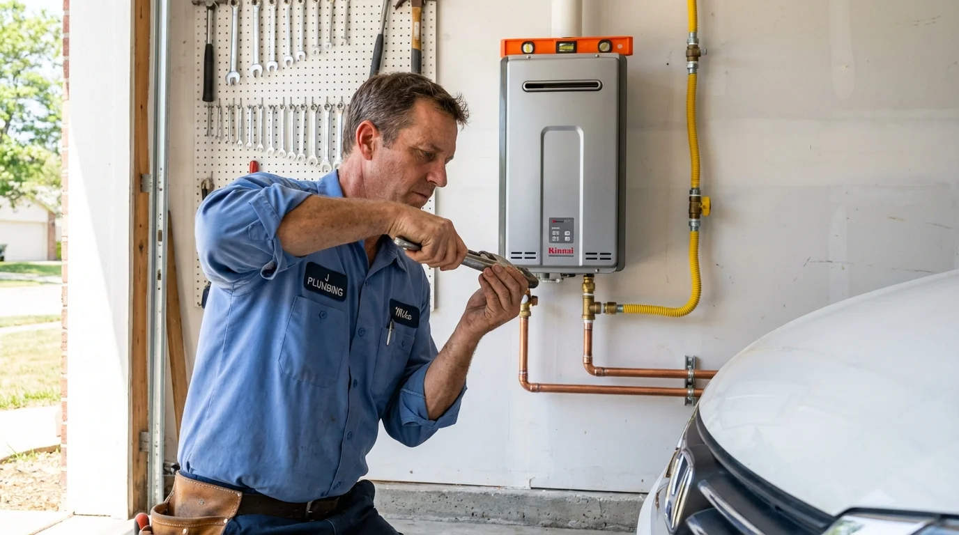 Tankless water heater installation by a Johns Plumbing LLC plumber in Fowler